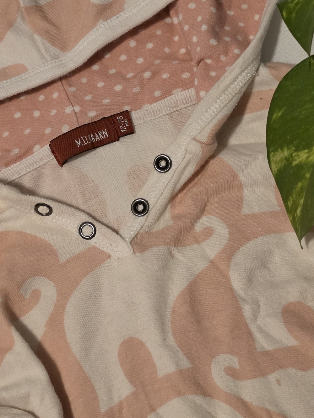 Milkbarn 100% Organic Cotton Elephant Long Sleeved Onsie-Size 12-18 Months